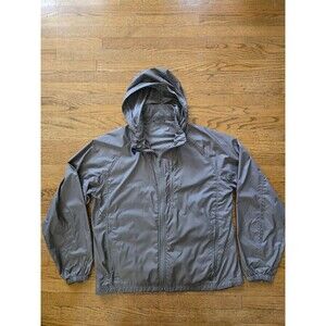 LL Bean Mens Medium Windbreaker Jacket Full Zip Hooded Brown Lightweight